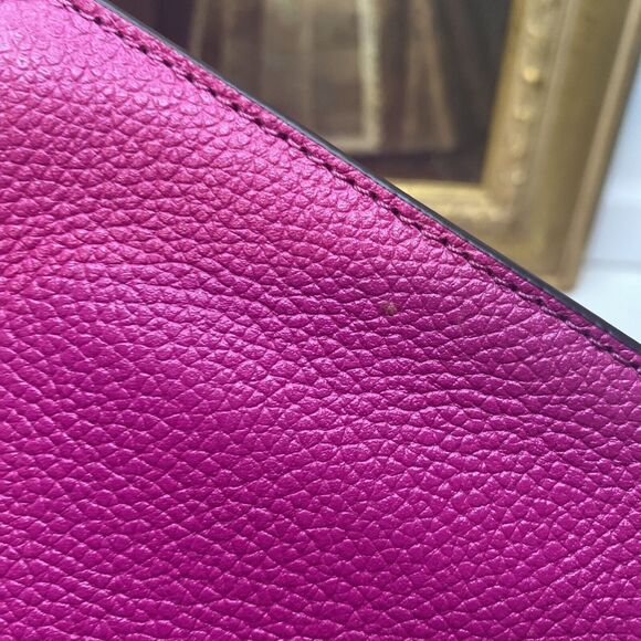 MICHAEL KORS MK Jet Set LG CLUTCH Zip Wristlet Wallet Pomegranate Purple Leather - Picture 7 of 12